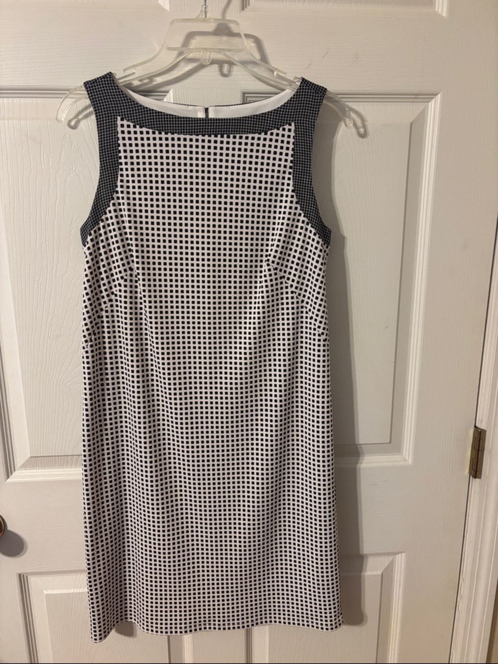 Ann Taylor Black and White Grid Sheath Dress